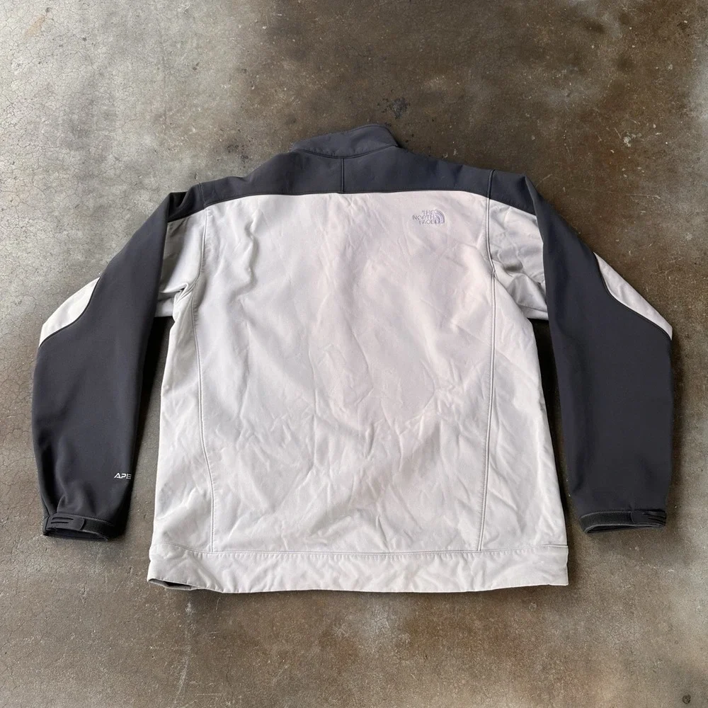 The North Face Apex Bionic Jacket Mens XL White Gray Full Zip Softshell Outdoor
